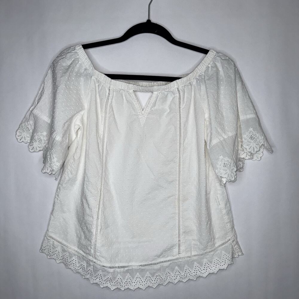 Solitaire Women’s Off The Shoulder Peasant Blouse White Size Small